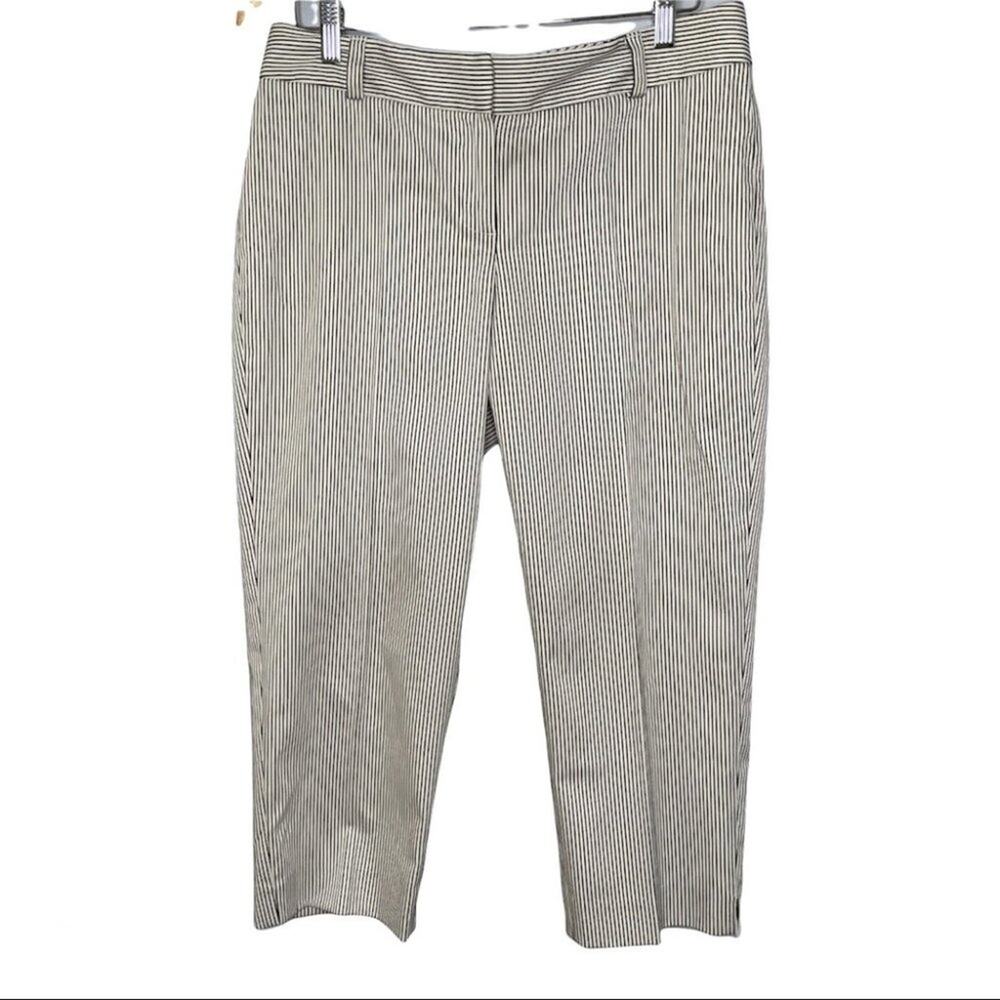 Talbots Signature Crop Pants Cream Striped Women's 8P Mature Casual